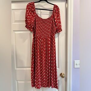 Natural Life red floral slit dress NWOT